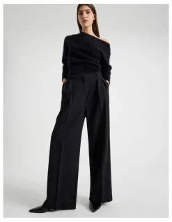 Blaq Double Pleat Wide Pants in Black