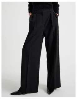 Blaq Double Pleat Wide Pants in Black