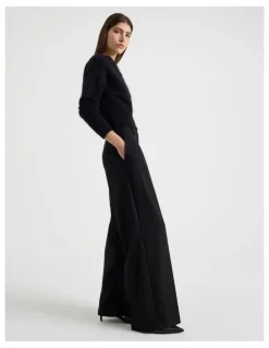 Blaq Double Pleat Wide Pants in Black