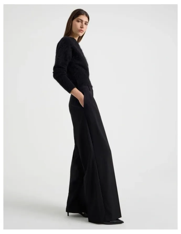 Blaq Double Pleat Wide Pants in Black