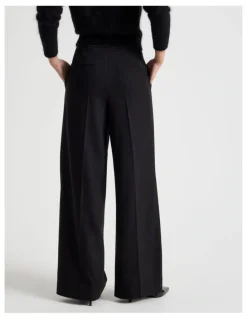 Blaq Double Pleat Wide Pants in Black