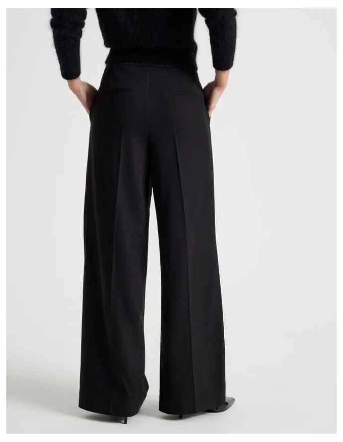 Blaq Double Pleat Wide Pants in Black