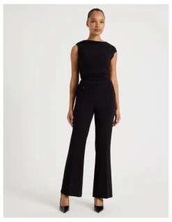 Blaq Draped Jersey Asymmetric Top in Black