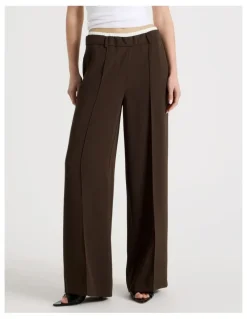 Blaq Elasticated Waist Pant in Brown