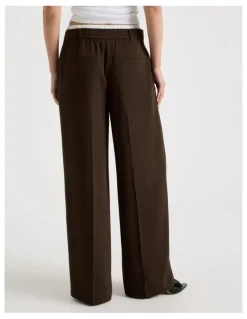 Blaq Elasticated Waist Pant in Brown