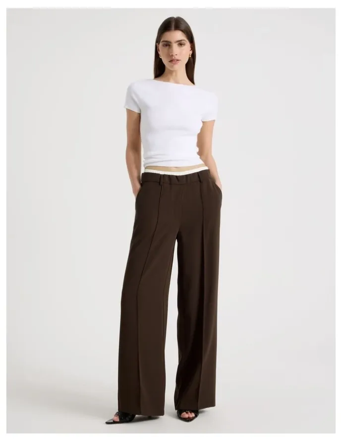 Blaq Elasticated Waist Pant in Brown