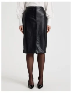 Blaq Faux Leather Pencil Skirt in Black