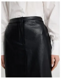 Blaq Faux Leather Pencil Skirt in Black