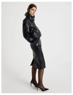 Blaq Faux Leather Pencil Skirt in Black