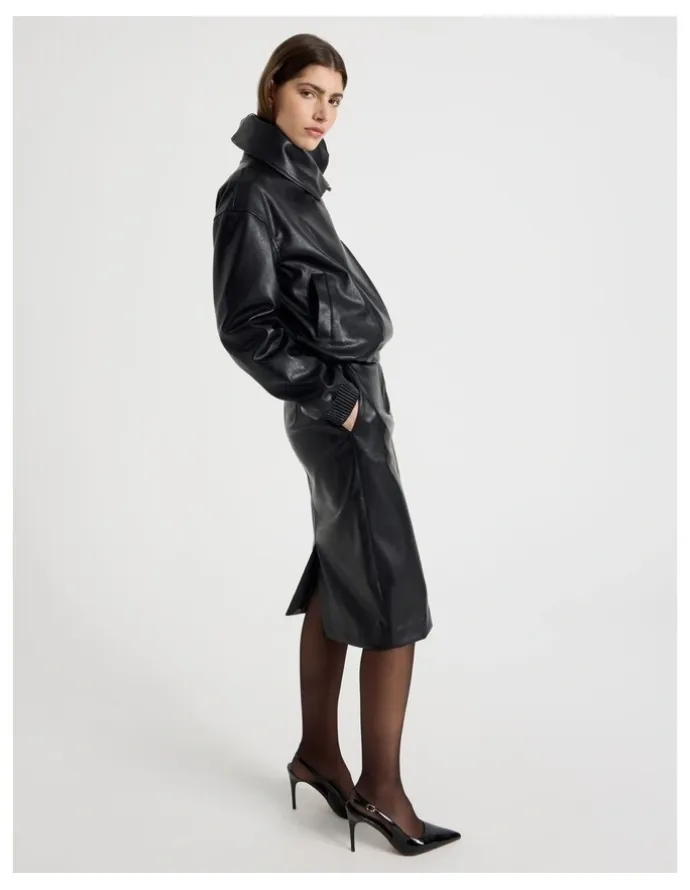 Blaq Faux Leather Pencil Skirt in Black
