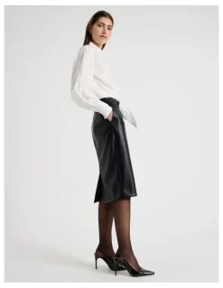 Blaq Faux Leather Pencil Skirt in Black