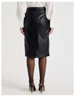 Blaq Faux Leather Pencil Skirt in Black