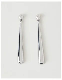 Blaq Metal Teardrop Earrings in Silver