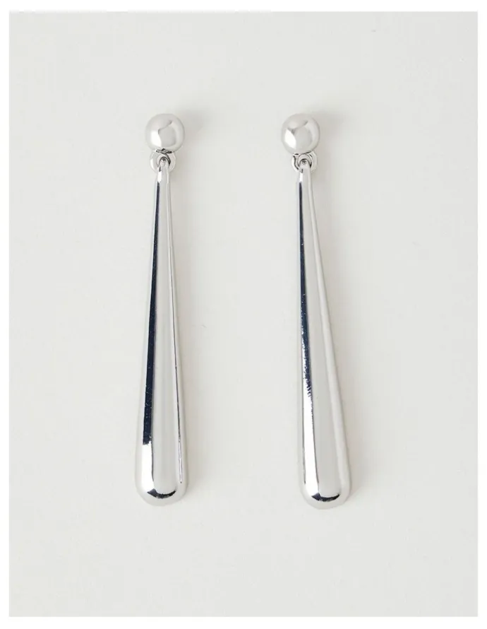 Blaq Metal Teardrop Earrings in Silver