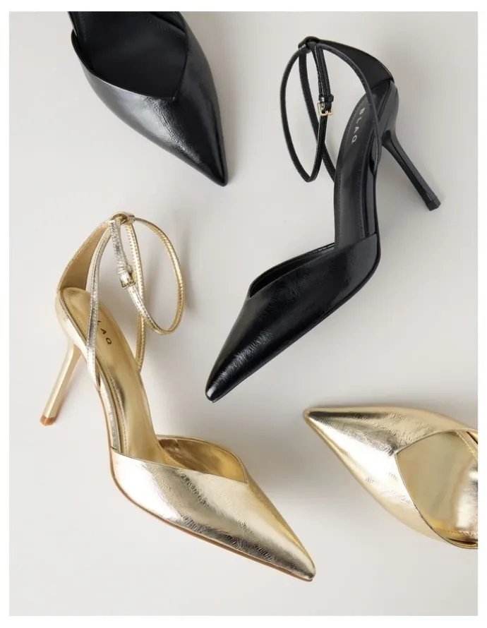 Blaq Mila Heeled Shoes in Gold