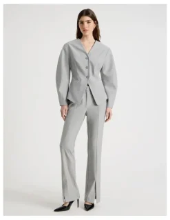 Blaq Oviod Sleeve Collarless Blazer in Grey