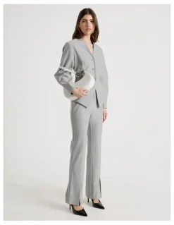 Blaq Oviod Sleeve Collarless Blazer in Grey