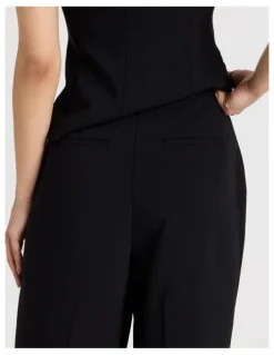 Blaq Petite Pleat Front Wide Leg Pant in Black