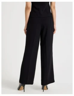 Blaq Petite Pleat Front Wide Leg Pant in Black
