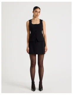 Blaq Petite Tailored Mini Skirt in Black