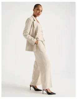 Blaq Pleat Front Wide Leg Pant in Stone
