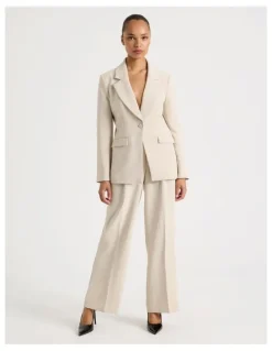 Blaq Pleat Front Wide Leg Pant in Stone
