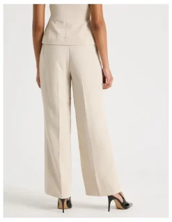 Blaq Pleat Front Wide Leg Pant in Stone