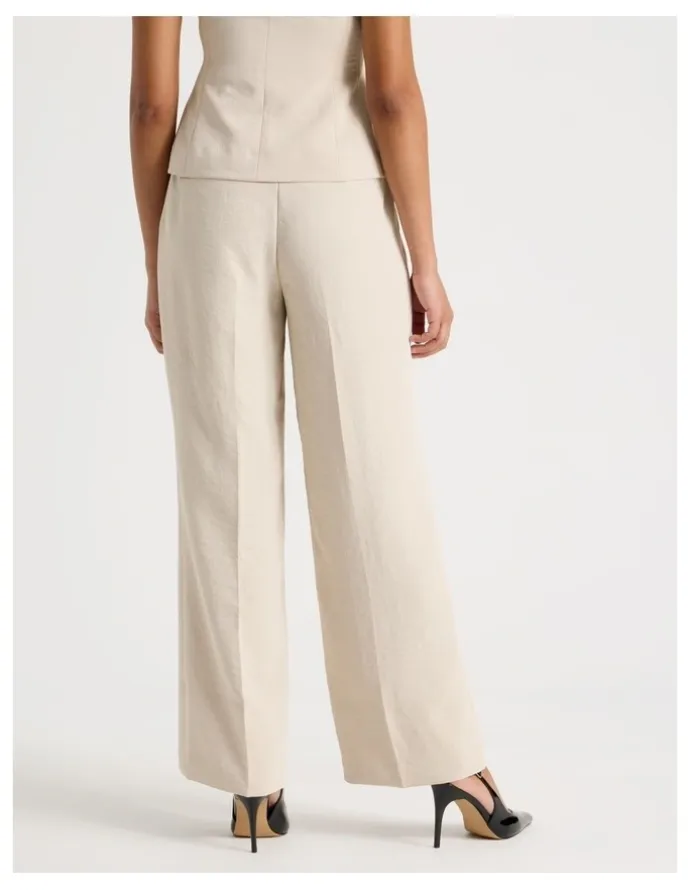Blaq Pleat Front Wide Leg Pant in Stone