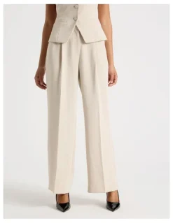 Blaq Pleat Front Wide Leg Pant in Stone