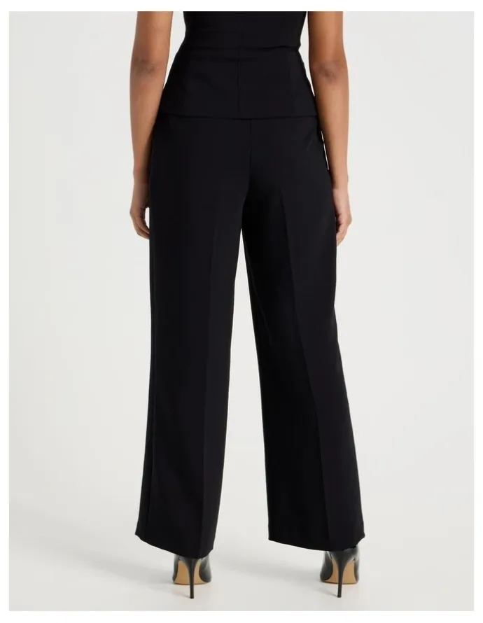 Blaq Pleat Front Wide Leg Pant in Black