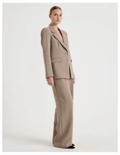 Blaq Pleat Front Wide Leg Pant in Taupe