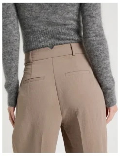 Blaq Pleat Front Wide Leg Pant in Taupe