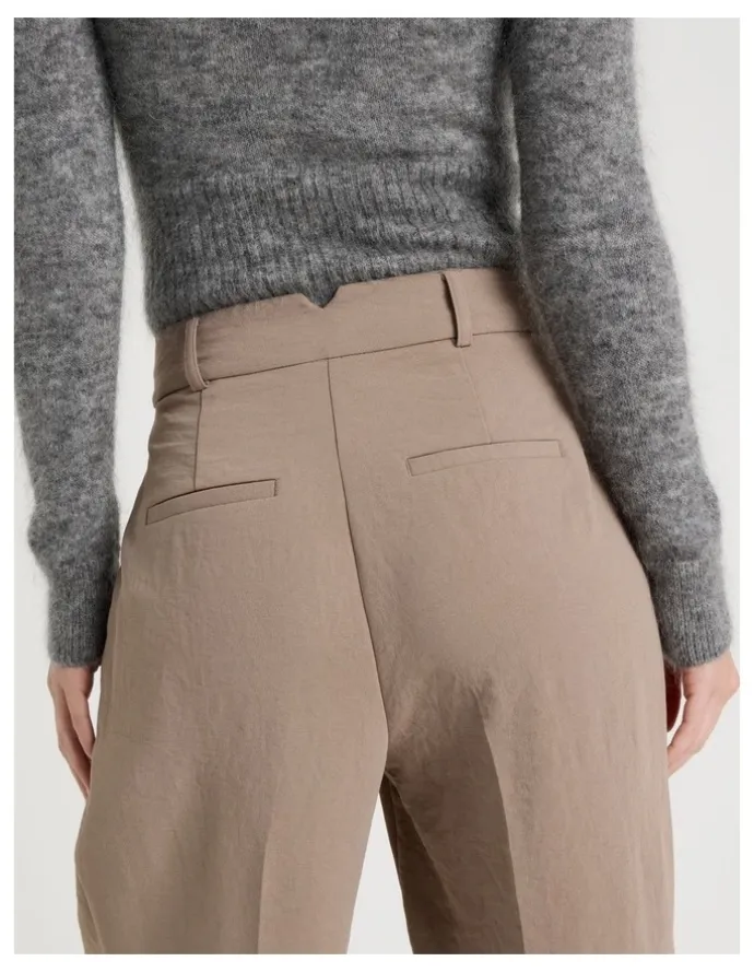 Blaq Pleat Front Wide Leg Pant in Taupe