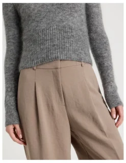 Blaq Pleat Front Wide Leg Pant in Taupe