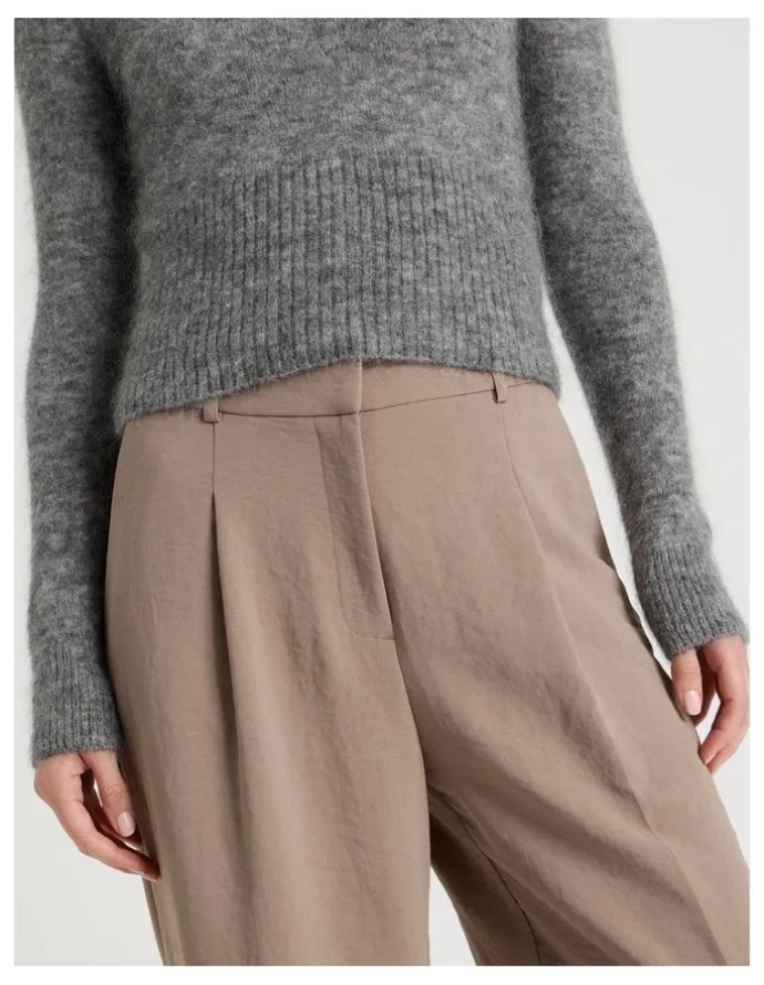 Blaq Pleat Front Wide Leg Pant in Taupe