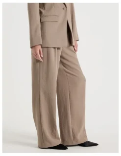 Blaq Pleat Front Wide Leg Pant in Taupe