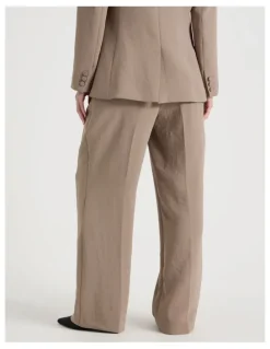 Blaq Pleat Front Wide Leg Pant in Taupe