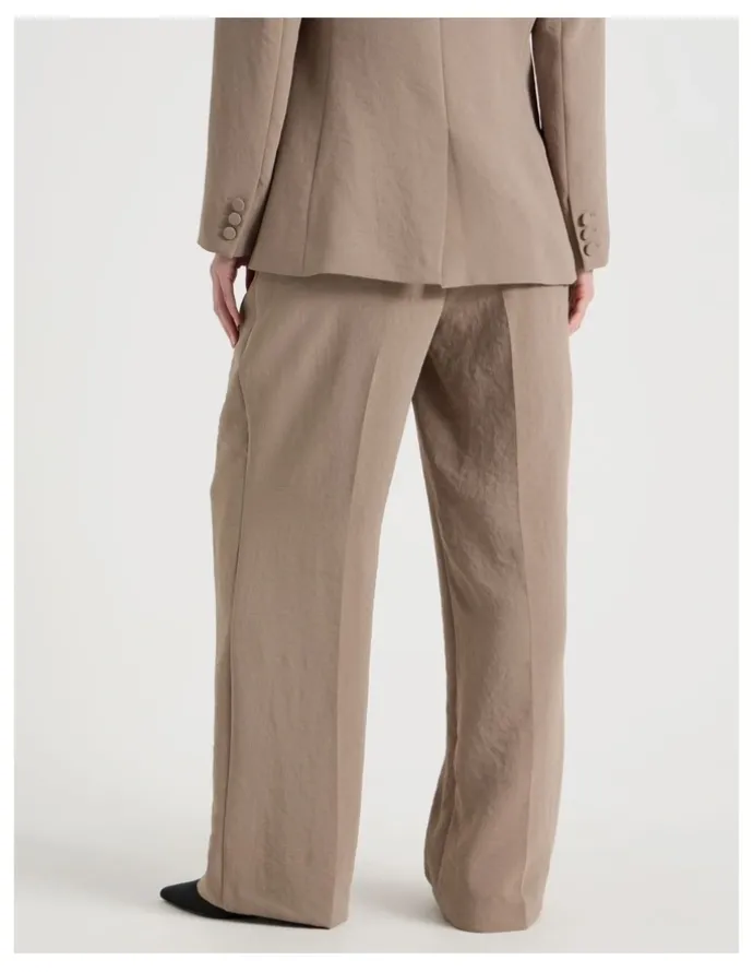 Blaq Pleat Front Wide Leg Pant in Taupe
