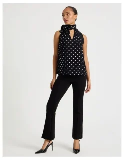 Blaq Ponte Flare Legging With Split Hem in Black