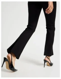 Blaq Ponte Flare Legging With Split Hem in Black