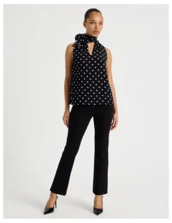 Blaq Ponte Flare Legging With Split Hem in Black