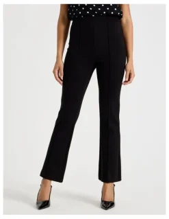 Blaq Ponte Flare Legging With Split Hem in Black