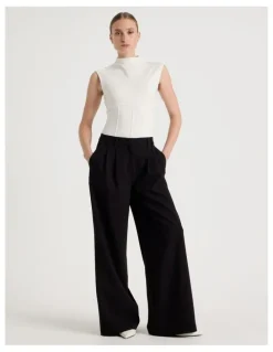 Blaq Ponte Mock Neck Top in Ivory