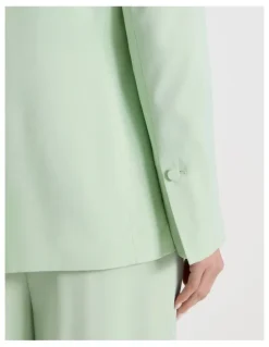 Blaq Satin Oversized Blazer in Mint