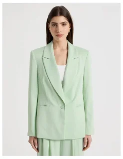 Blaq Satin Oversized Blazer in Mint