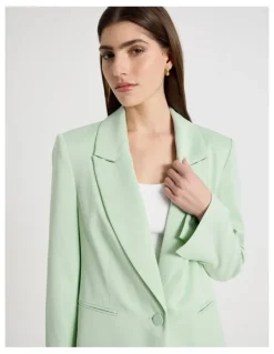 Blaq Satin Oversized Blazer in Mint