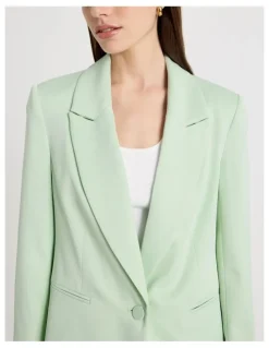 Blaq Satin Oversized Blazer in Mint