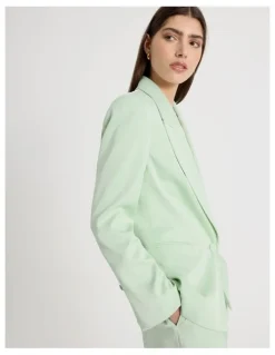 Blaq Satin Oversized Blazer in Mint
