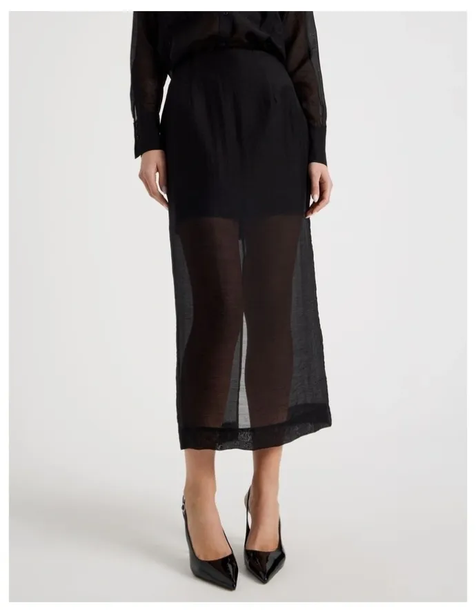 Blaq Sheer Column Skirt in Black
