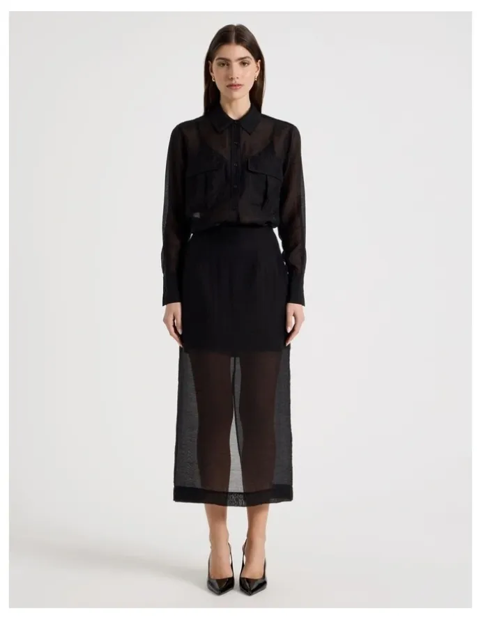 Blaq Sheer Column Skirt in Black